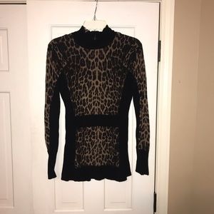 Cache Leopard Print and Black Sweater Size M